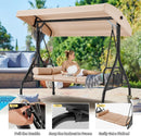EROMMY 3-Seat Patio Porch Swing with Adjustable Canopy, Khaki-Erommy